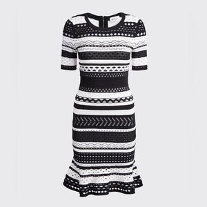 MILLY Striped Pointelle Mermaid Dress Sz S